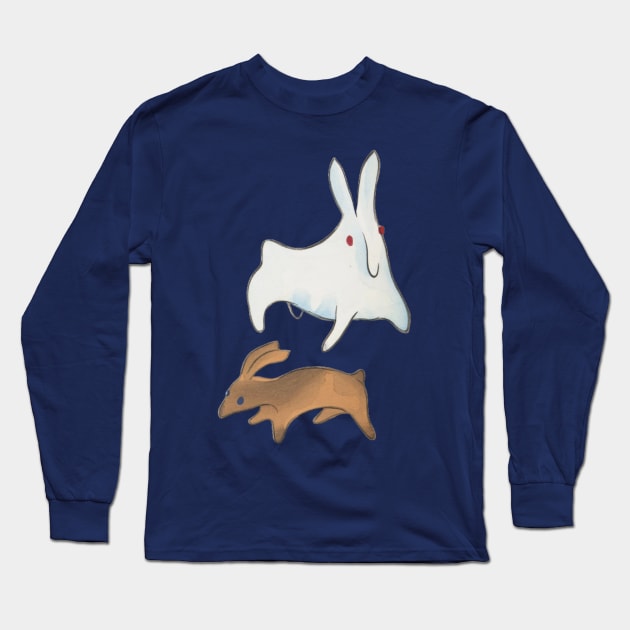 Cute Japanese Rabbits Bunnies Art Aesthetics Long Sleeve T-Shirt by TV Dinners